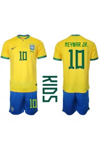 Brasil Neymar Jr #10 Babyklær Hjemme Fotballdrakt til barn VM 2022 Korte ermer (+ Korte bukser)